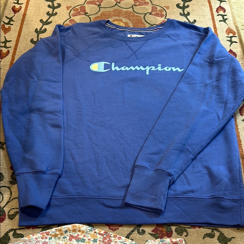 Champion Purple Crewneck Sweater with Iconic Logo